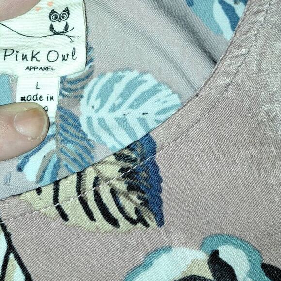 Pink Owl Dusty Pink Floral Cold Shoulders Shirt or Dress Size Large - Picture 5 of 5